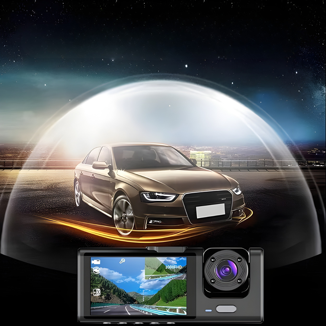 CÁMARA DASH TRIPLE – Seguridad total, grabación simultánea y control completo en cada viaje