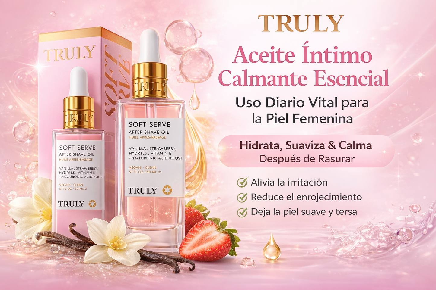 TRULY Soft Serve After Shave Oil - Aceite Post-Afeitado Donut Glaseado🍓 🌹