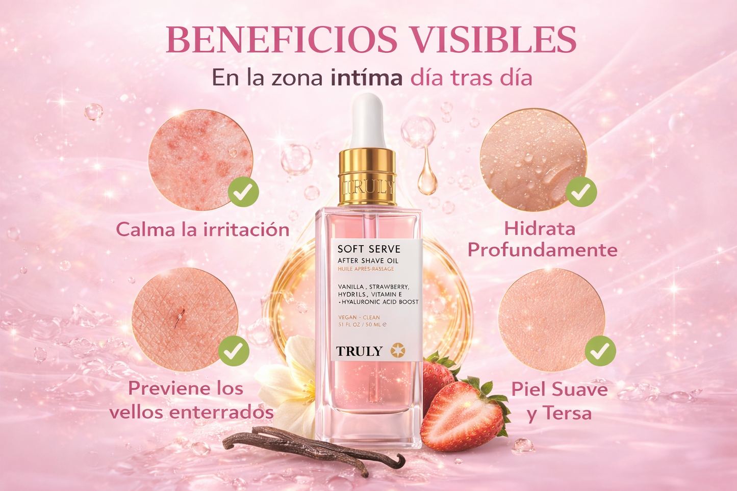 TRULY Soft Serve After Shave Oil - Aceite Post-Afeitado Donut Glaseado🍓 🌹