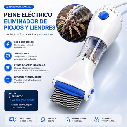 Peine Quita Piojos Eléctrico y Portátil