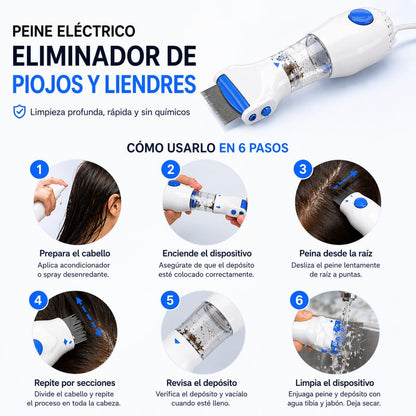 Peine Quita Piojos Eléctrico y Portátil