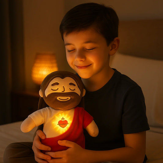 Peluche de Jesús que respira con música y luces