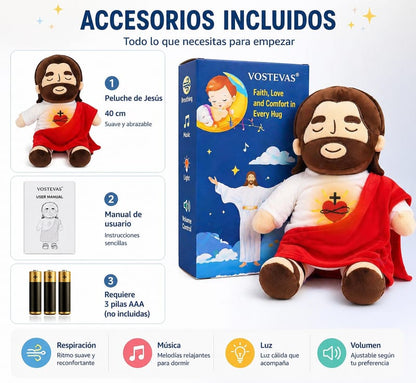 Peluche de Jesús que respira con música y luces