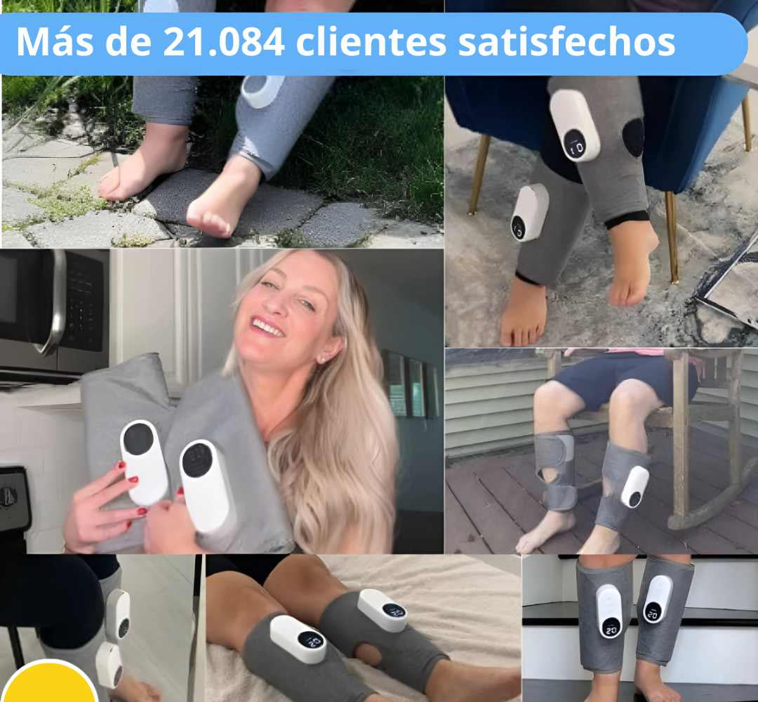 MASAJEADOR PARA PIERNAS CANSADAS CON TECNOLOGÍA DE COMPRESIÓN, AIRE Y CALOR.